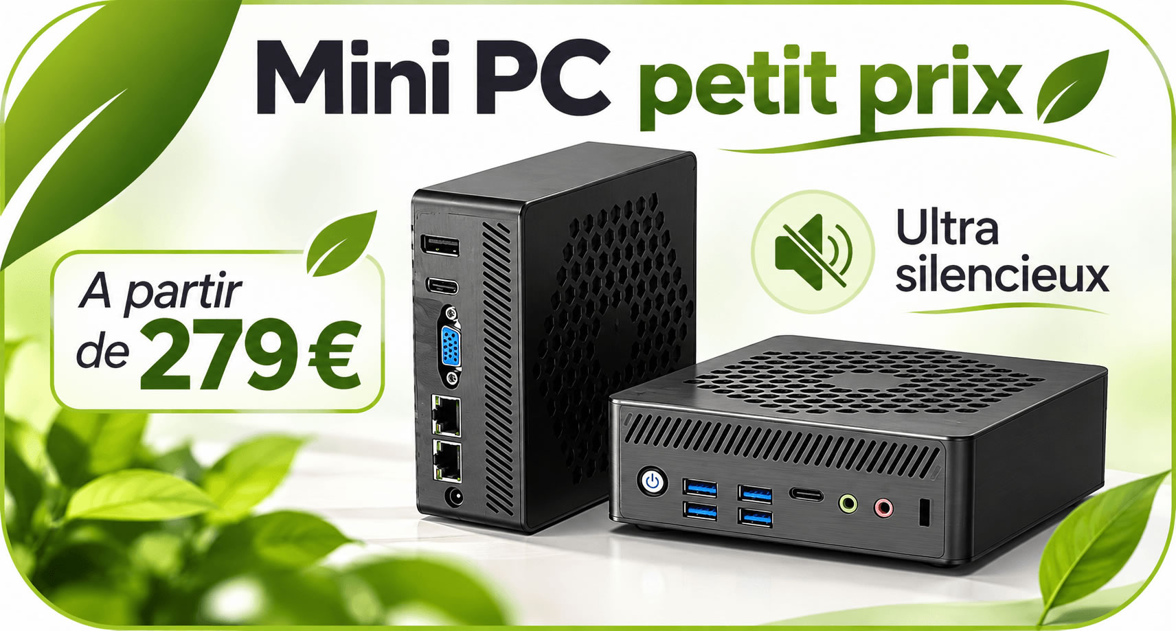MiniPC pas cher compact avec support VESA ultra silencieux très basse consommation électrique